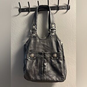 Marc Jacobs Handbag Black Pebble Leather Totally Turnlock Teri Tote Satchel